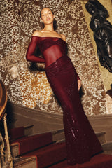 Robe maxi à épaules dénudées ornée de diamants