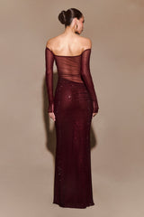 Robe maxi à épaules dénudées ornée de diamants